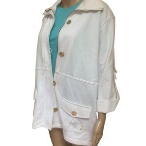NWOT Needle & Thread Anthropology Gold Buttons Pockets Cotton Sailor Jacket Sz L